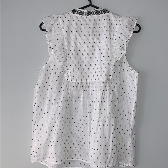 Loft Embroidered Floral Dot Ruffle Shell Top - Picture 3 of 3